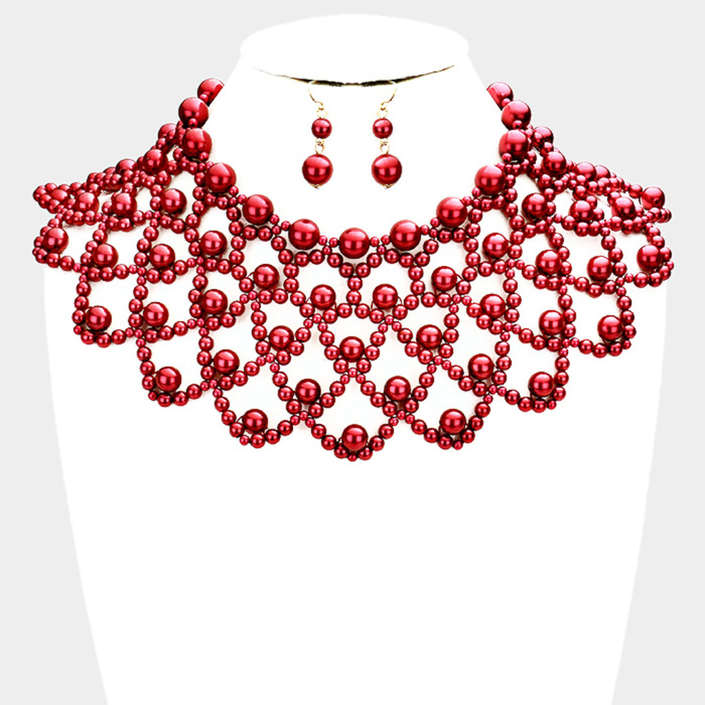 Pearl Armor Bib Choker Necklace Set